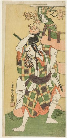 The Actor Nakamura Nakazo I as Yamaoka no Saburo in "Momiji Kumo Nishiki no Tsuri ..., c. 1769. Creator: Ippitsusai Buncho.