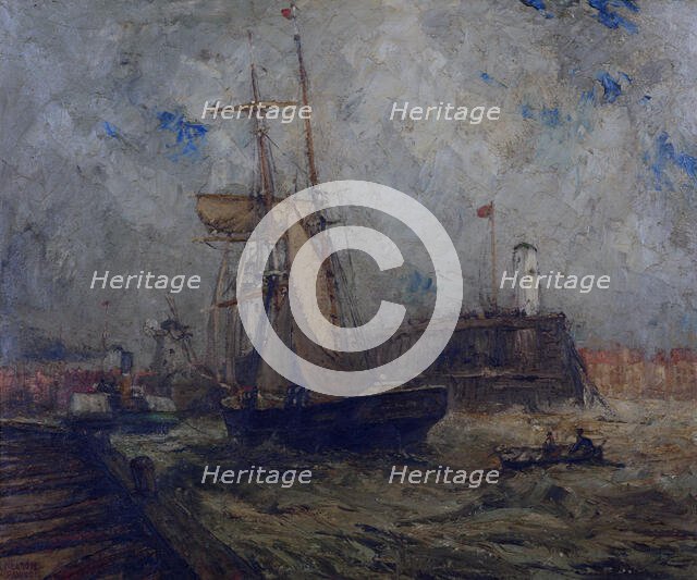 Brigantine going into Littlehampton Harbour, (c1900s) Creator: Nelson Ethelred Dawson.