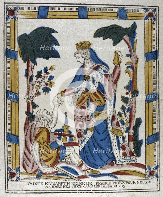 St Elizabeth of Hungary giving alms to a beggar, 18th century. Artist: Anon