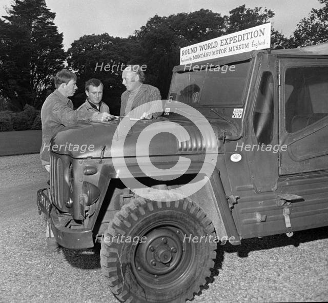 Austin Champ at Beaulieu 1968 Lord Montagu with James Mathieson and Barry Hale. Creator: Unknown.