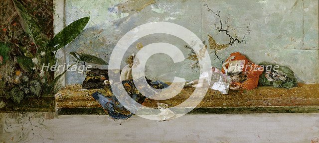 The Artist's Children, María Luisa and Mariano, at the Salón Japonés, 1874. Artist: Fortuny, Marià (1838-1874)