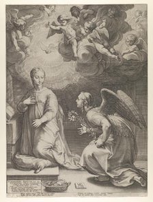 Annunciation from The Birth and Early Life of Christ, 1594., 1594. Creator: Hendrik Goltzius.