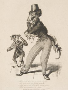 Monkey Dandy, from Monkey-ana, or Men in Miniature, July 1828., July 1828. Creator: Thomas Landseer.