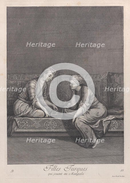 Filles Turques, qui jouent au Mangala, 1714-15. Creator: Unknown.