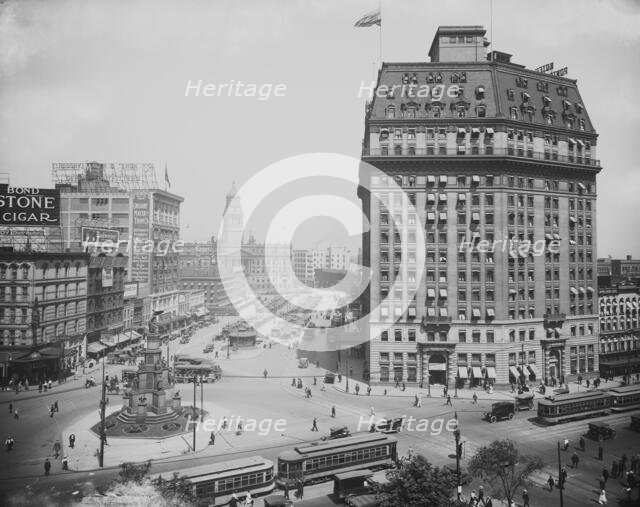 Hotel Pontchartrain and Campus (i.e. Cadillac Square) from City Hall, Detroit, Mich., c.1916-1920. Creator: Unknown.