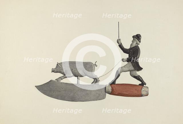 Butcher's Shop Sign, c. 1939. Creator: Laura Bilodeau.