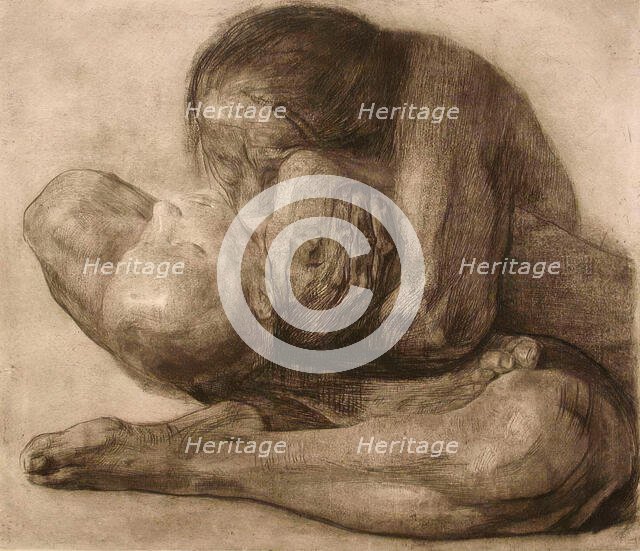 Woman and Dead Child (Frau mit Totem Kind), 1903, printed 1918. Creator: Kathe Kollwitz.