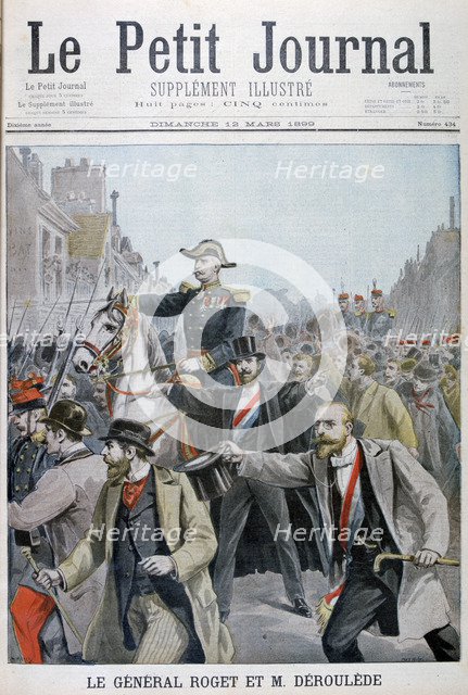Paul Déroulède grabbing General Roget's bridle, Paris, 1899. Artist: Henri Meyer