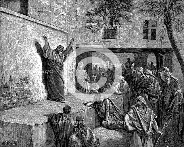 Micah the Moreshite prophet preaching to the Israelites, 1865-1866. Artist: Gustave Doré