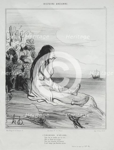 Ancient History, plate 24: The Abandonment of Ariadne, 4 September 1842. Creator: Honoré Daumier (French, 1808-1879); Aubert.