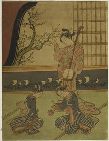 Courtesan Watching Her Attendants Playing with a Ball, c. 1765/70. Creator: Suzuki Harunobu.
