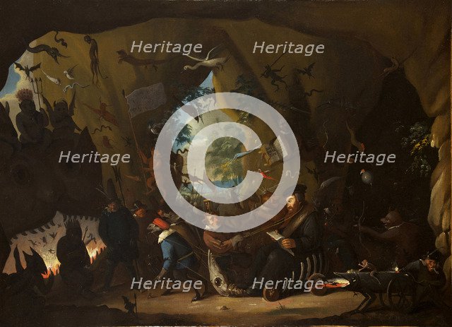 Calvin in Hell. Artist: Heemskerk, Egbert van, the Younger (1676-1744)