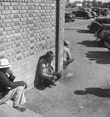 Outside FSA "grant" office during cotton pickers' strike, Bakersfield, California, 1938. Creator: Dorothea Lange.