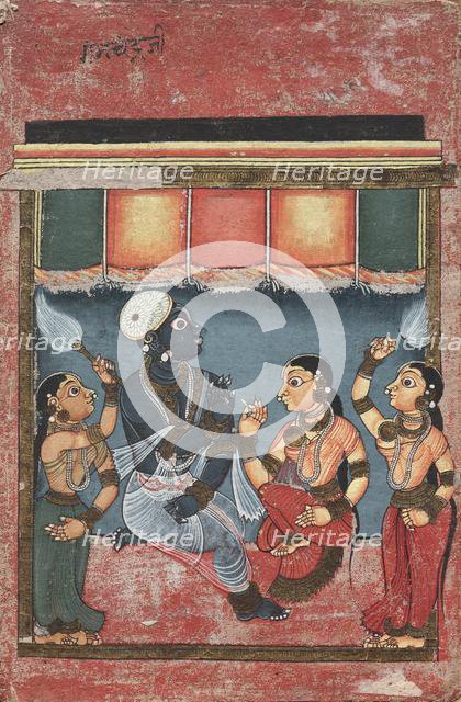 Krishna with Radha and Two Attendants (recto); Jagannath, Subhadra and Balarama...(verso), 18th cent Creator: Unknown.
