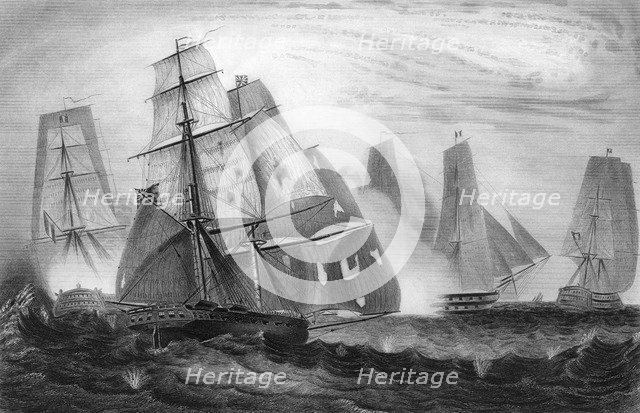 Intrepid behaviour of Captain Charles Napier, 15 April 1809 (c1857).Artist: George Greatbatch