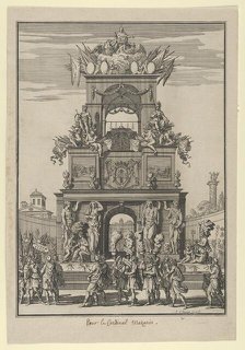 Triumphal arch erected in honor of Cardinal Mazarin after the Treaty of the Pyrenees..., ca. 1664-5. Creator: Francois Chauveau.