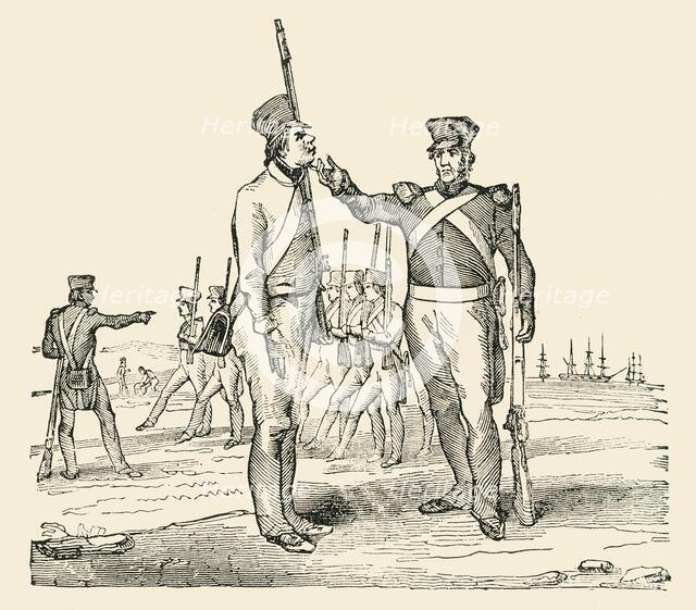 'Drilling raw Recruits', 1849. Creator: Unknown.