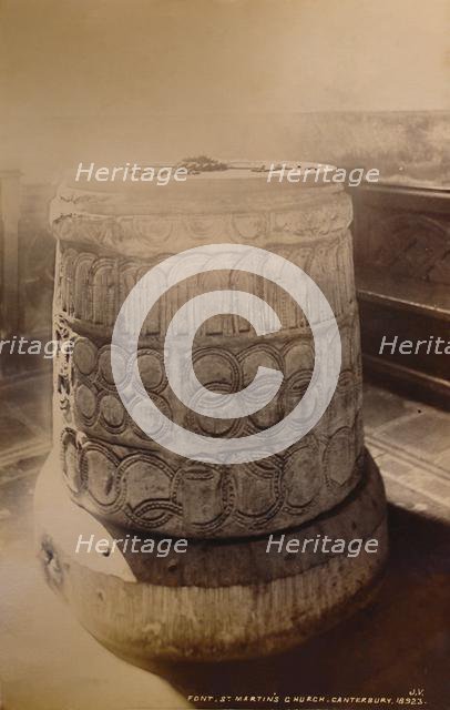 'Font, St. Martin's Church, Canterbury', 1929. Creator: Unknown.