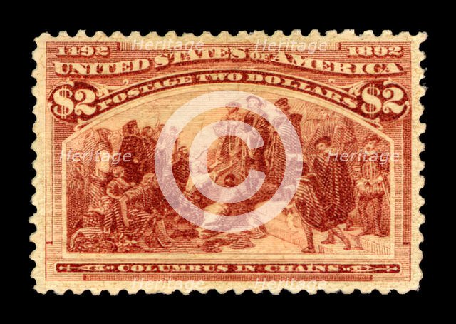 $2 Columbus in Chains single, 1893. Creator: American Bank Note Company.