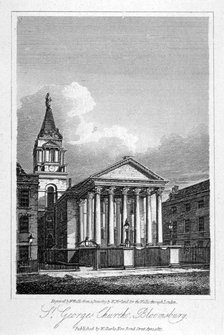 St George's Church, Bloomsbury, Holborn, London, 1817. Artist: W Wallis