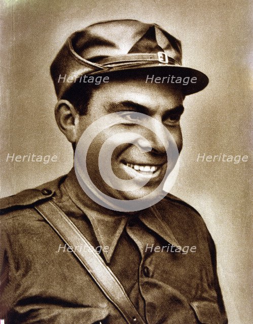 Buenaventura Durruti (1896-1936), Spanish anarchist leader, reproduction of a photograph.
