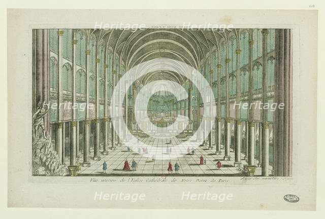 Interior view of the cathedral Notre-Dame de Paris, ca 1770. Creator: Anonymous.