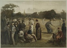 Lawn Tennis (Rasentennis), c.1880. Creator: Sandham, Henry (1842-1910).