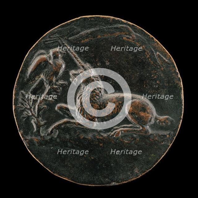 Unicorn Before a Tree [reverse], c. 1485/1486. Creator: Niccolo Fiorentino.