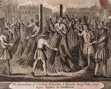 Depiction of the protestant martyrs, West Smithfield, London, c1750. Artist: Anon