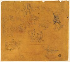 Sheet of Sketches of Mythological Subjects, 1700-1799. Creator: Thomas Stothard.