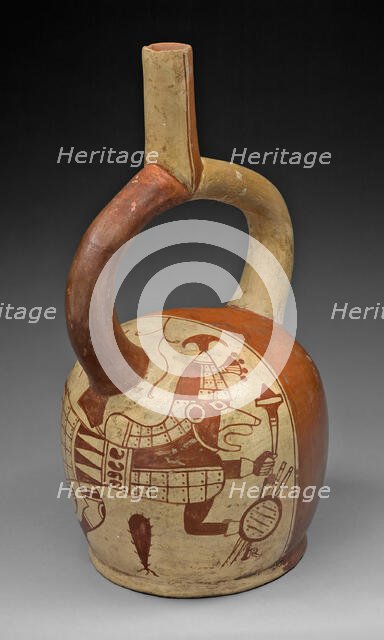 Stirrup Spout Vessel with Fineline Fox Warrior Motif, 100 B.C./A.D. 500. Creator: Unknown.