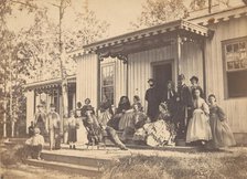 Group on Porch, 1860s. Creator: Egbert Guy Fowx.