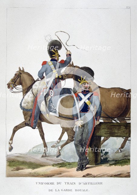 Uniform of a regiment of horse artillery train of the royal guard, France, 1823.  Artist: Charles Etienne Pierre Motte