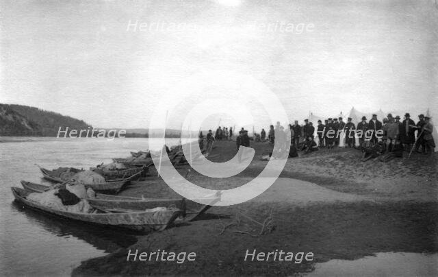 Members of the Land-Management Expedition on the Boats on the Tom' River, Between Kuznetsk..., 1913. Creator: GI Ivanov.
