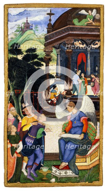 An Angel Conversing with a Group of Europeans, c. 1610. Artist: Indian Art  