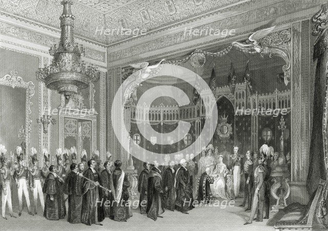 Interior of the Throne Room, Buckingham Palace, Westminster, London, 1840. Artist: Unknown.