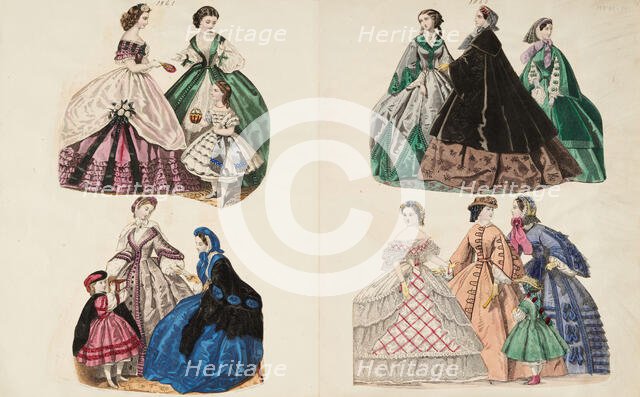 Costume plates, 1860-1861. Creator: Unknown.