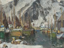 Among the Fishing Boats in Svolvaer. Study from Lofoten, 1934. Creator: Anna Katarina Boberg.