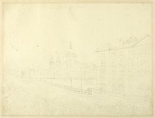 Study for Fire in London, from Microcosm of London, c. 1808. Creator: Augustus Charles Pugin.