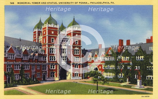 Memorial Tower, University of Pennsylvania, Philadelphia, USA, 1933. Artist: Unknown