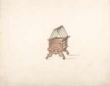 Design for a Two-sided Bookstand with Shelves (Verso: sketch), early 19th century. Creator: Anon.