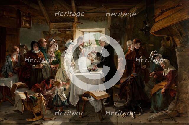 Baptism in Scotland, 1850. Creator: John Phillip.