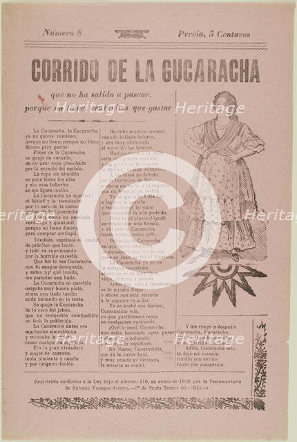 Corrido of the Cockroach, published c. 1918. Creator: José Guadalupe Posada.