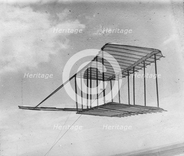 View of glider flying as a kite, 1900. Artist: Wright Brothers, (Orville and Wilbur)  