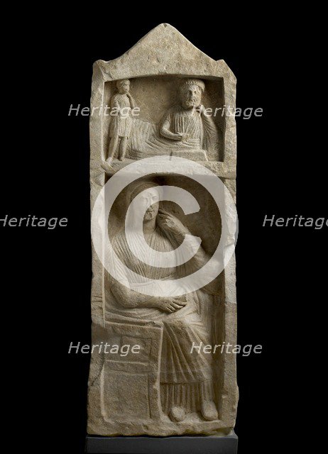 Limestone tomb stele, relief, Hellenistic Period (Cyprus), c325-30BC. Artist: Unknown.