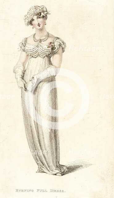 Fashion Plate (Evening Full Dress), 1812. Creator: Rudolph Ackermann.