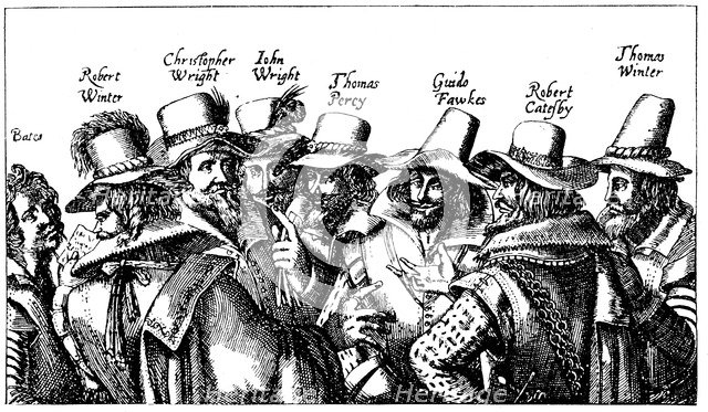 Guy Fawkes and the Gunpowder Plotters, 1605. Artist: Unknown
