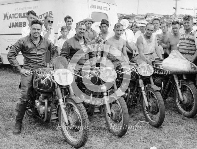 Matchless motorbike racing team. Artist: Unknown