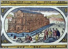  'Temple of Diana', coloured engraving from the book 'Le Theatre du monde' or 'Nouvel Atlas', 164…