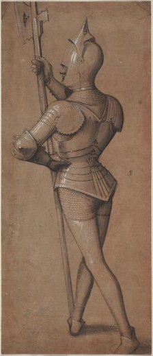 Knight in Armor, Holding a Halberd, c. 1500. Creator: Unknown.
